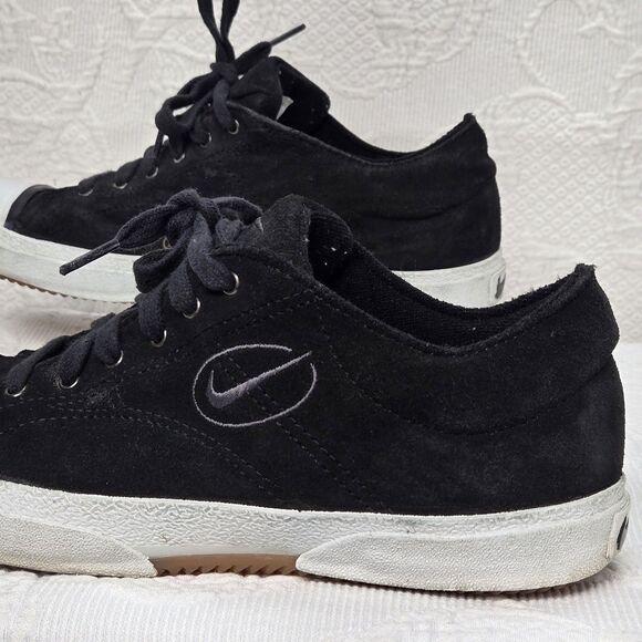 90s Vintage Nike Court Biscuit Suede Low Top Sneakers Black Women 7 Casual Skate - Picture 3 of 9